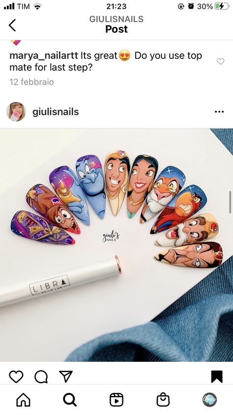 Aladin Nails, Character Art Nails, Aladdin Nails, Aladin Disney, Nail Art Dessin, Printable Nail Art Practice Sheet, Disney Themed Nails, Printable Nail Art, Acrylic Nail Designs Classy