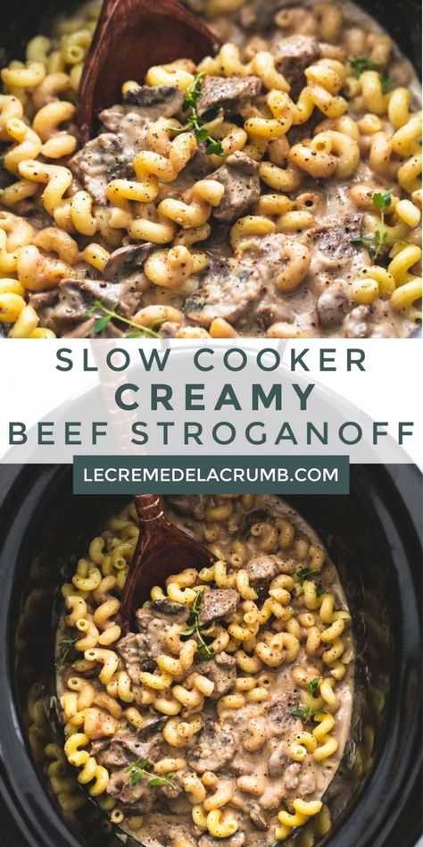 Easy Dinner With Stew Meat, Crockpot Steak Stroganoff, Recipe For Stew Meat Slow Cooker, Soup Meat Recipes, Stew Meat Stroganoff Crock Pot, Steak Crockpot Recipes Healthy, Chop Meat Crockpot Recipes, Slow Cooker Creamy Beef Stroganoff, Crock Pot Stew Meat Recipes Beef