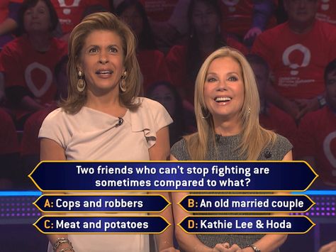 Catch KLG and Hoda on Who Wants to Be a Millionaire? Who Wants To Be A Millionaire, Cops And Robbers, Be A Millionaire, Old Married Couple, Trivia Night, Become A Millionaire, Brussels Sprouts, Top News, Today Show