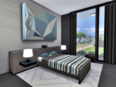 Sims 4 Modern Bedroom No Cc, Sims 4 Bedroom No Cc, Sims 4 Bedroom Ideas No Cc, Sims4 Houses, Sims 4 Modern House, Sims Builds, Sims 4 Bedroom, Sims 4 House Plans, Sims 4 House Building