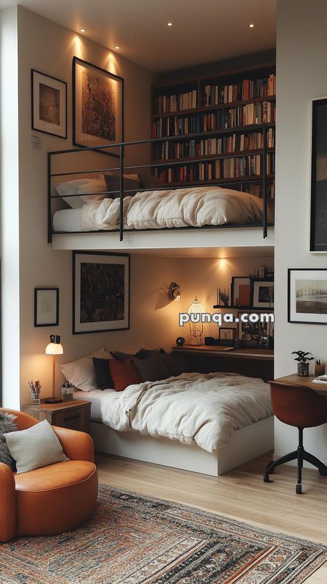 Innovative Loft Bedroom Layouts for Tiny Apartments Lofted Apartments, Studio Loft Apartment, Lofts Apartments, Loft Bedrooms, Build A Loft Bed, School Apartment, Small Home Gym Ideas, Mezzanine Bedroom, Dc House