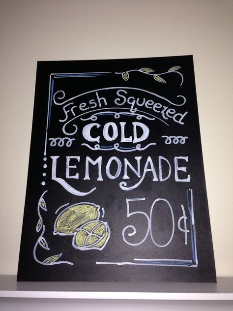 Lemonade Stand Chalkboard Sign, Lemonade Chalkboard Art, Lemonade Chalkboard Sign, Lemon Chalkboard Art, Lemonade Poster Ideas, Lemonade Stand Sign Ideas, Lemonade Stand Poster Ideas, Lemonade Menu, Lemonade Stand Photo Shoot