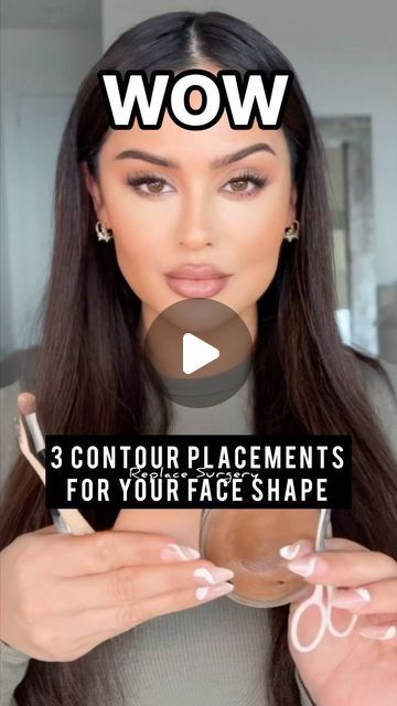 Contouring A Long Face, Heart Face Contouring, Contouring A Square Face, Makeup For Square Jaw, Contour By Face Shape, Makeup Ideas For Square Face, Conturing Makeup Square Face, Contour For High Cheekbones, Makeup Contour For Round Face