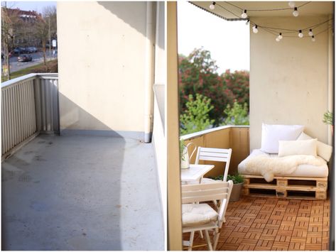 Balcony Before And After, Balcony Hacks, Balcony Ikea, Balcony Inspiration, Small Apartment Balcony Ideas, Outdoor Decking, Home Exteriors, Outdoor Balcony, Room Stuff