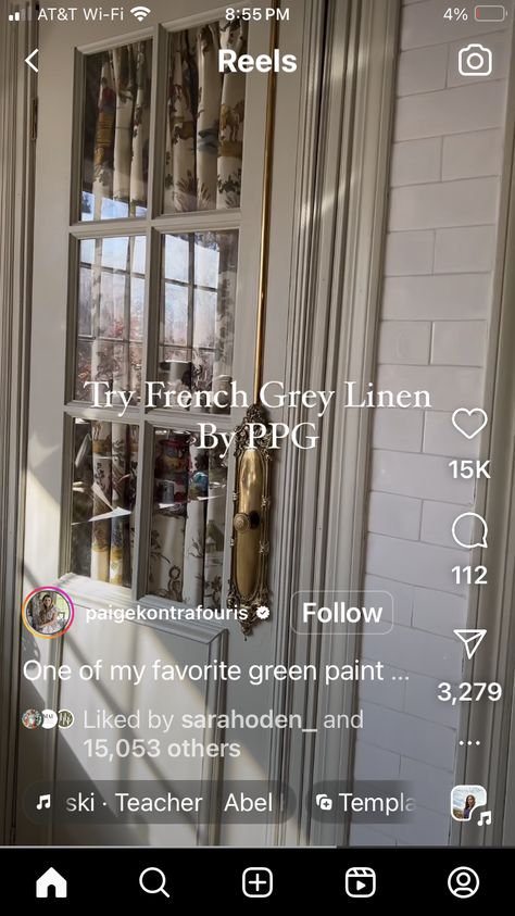 Behr Crisp Linen Paint, French Gray Linen Paint, French Gray Linen Paint Ppg, Ski Teacher, French Gray, French Grey, Gray Linen, Cabinet Colors, Green Paint