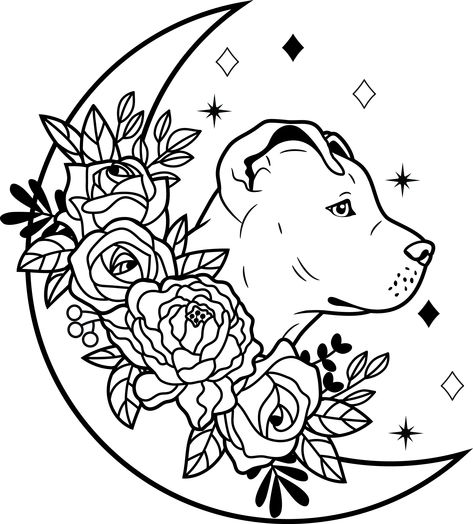 Pitbull Coloring Pages, Dog Drawing Pitbull, Staffordshire Bull Terrier Tattoo, Pitbull Outline, Pitbull Sketch, Bull Terrier Tattoo, Tree Frog Tattoos, Animal Collage, Puppy Coloring Pages