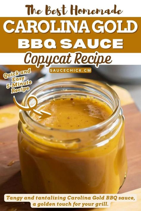 Savor the tantalizing tang of Carolina Gold BBQ Sauce, a mustard-based masterpiece perfect for ribs, chicken, and more! #BBQ #SouthernFlavor #CarolinaGoldBBQSauce Carolina Mustard Sauce, Carolina Bbq Sauce Vinegar, Bariatric Puree, Carolina Vinegar Bbq Sauce, South Carolina Bbq Sauce, Carolina Mustard Bbq Sauce, Carolina Gold Bbq Sauce, Mustard Based Bbq Sauce, Gold Bbq Sauce