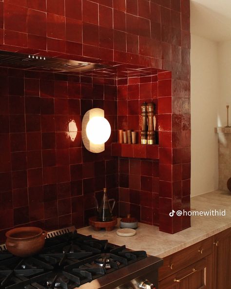 Red Kitchen Tiles, Tiktok Kitchen, Mid Century Mexican, Dwell Kitchen, Prepare Breakfast, Welcome To My House, Mexican Home, Interiors Dream, Kitchen Nook