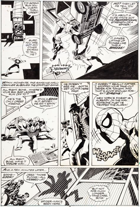 John Byrne and Terry Austin Amazing Spider-Man Annual 13 Page 7 | Lot #92039 | Heritage Auctions Spiderman Comic Books, Retro Comic Art, Spiderman Man, Black And White Spider, Black And White Comics, Comic Book Art Style, John Byrne, Comic Poster, Comic Book Panels