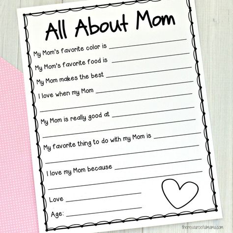 This All Mom Mother's Day Survey makes a great keepsake gift for kids to make for their mom on Mother's Day. Moms will love and treasure their responses. Kids Mothers Day Crafts, Plant Life Cycle Worksheet, All About My Mother, Mother's Day Printables, Mother's Day Projects, Mothers Day Poems, All About Mom, Mother's Day Activities, Mom Printable