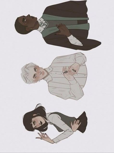 Bronze Trio Fanart, Jegulus Fanart Quidditch, Slytherins Fanart, Slytherin Fanart, The Silver Trio, Slytherin Squad, Slytherin Gang, Draco Malfoy Fanart, Harry Potter Illustrations