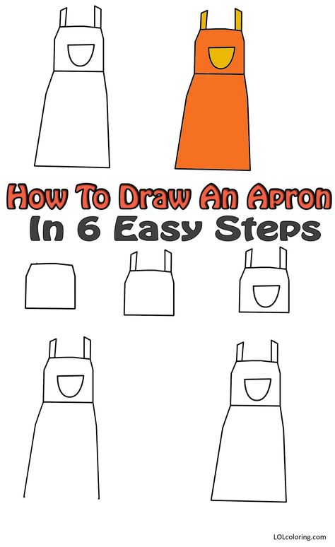 How To Draw An Apron Step By Step Tutorial 1 How To Draw An Apron, Drawing Easy Sketch, Apron Drawing, Lol Coloring Pages, Lol Coloring, Homemade Recipe Books, Cobbler Aprons, Creating Artwork, Drawing Activities