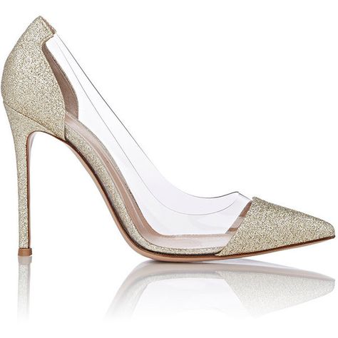 Gianvito Rossi Cap-Toe Plexi Pumps (2,585 PEN) ❤ liked on Polyvore featuring shoes, pumps, silver, slip on shoes, high heel caps, glitter pumps, pointed cap toe pumps and pointed toe shoes Summer Shoes Trends, Cap Toe Shoes, Glitter High Heels, Leather Sole Shoes, Glitter Pumps, Rossi Shoes, Silver Pumps, Slip On Pumps, Designer Pumps