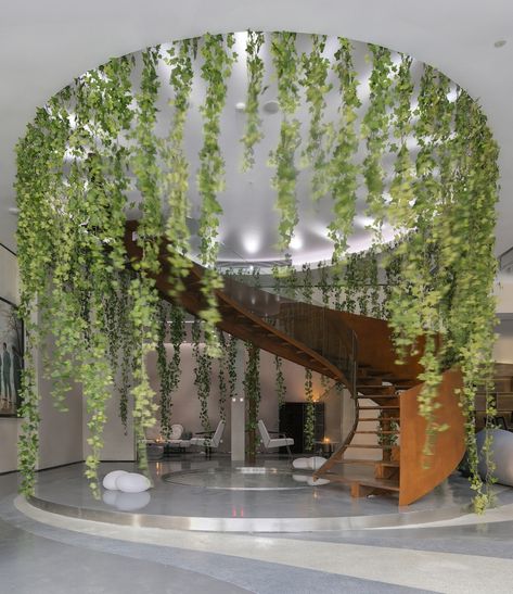 Biophilic Staircase, Biophilic Retail Design, Biophilic Wedding, Bioliphic Interior Design, Organic House Interior, Modern Biophilic Design, Nature Inspired Interior Design, Biofilic Design, Floor Plan Elevation