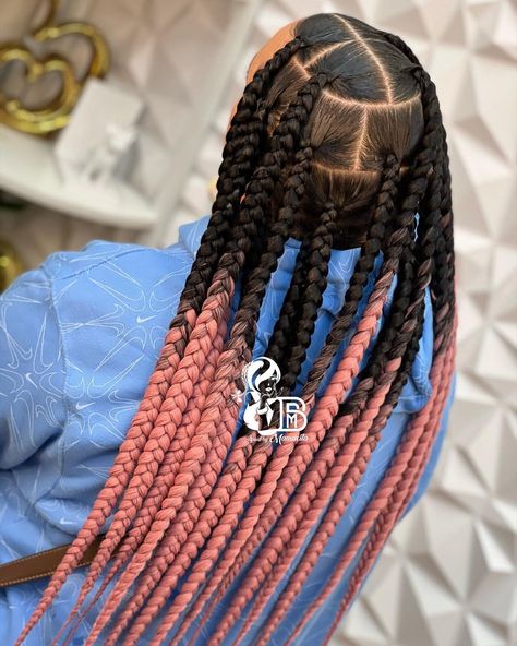 𝕄𝔸𝕄𝔸ℂ𝕀𝕋𝔸 𝔹ℝ𝔸𝕀𝔻𝕊 on Instagram: “Jumbo braids with our color flamingo from @mamacita__hair . . . . . . . . . #stitchbraidsnewjersey #newarkbraider #designerbraids…” Jumbo Braid Updo, Pink Jumbo Braids, Baddie Braids, Colored Box Braids, Quick Braids, Hairstyles Pictures, Jumbo Box Braids, Colored Braids, Gym Hairstyles