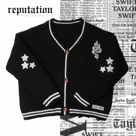 Reputation Font, Reputation Cardigan, Taylor Swift Reputation Snake, Reputation Snake, Reputation Tv, Snake Embroidery, Folklore Cardigan, Embroidery Cardigan, Taylor Swift Reputation