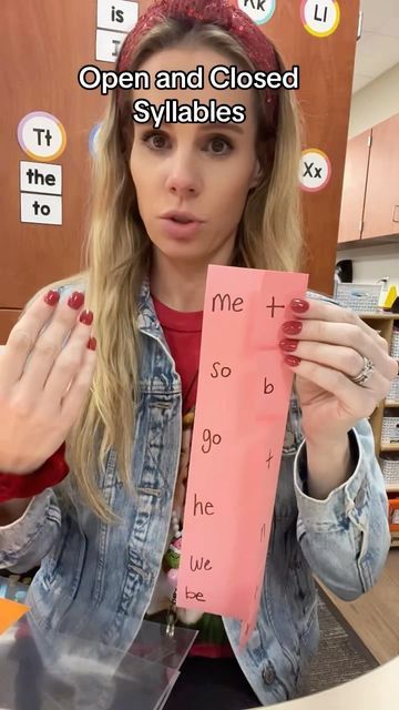 Lisa Elaine Peters on Instagram: "Open and closed syllables! #syllables #letters #lettersounds #phonics #abcs #scienceofreading #scienceofreadinginstruction #reading #sor #tactilelearning #learning #learningresources #educationalvideo #primaryschool #kinder #kindergartenteacher #kindergarten #prek #kindergartentips #homeschool #homeschoolmom #teacher #teachingkids #teachingonline #futureteacher #studentteacher" Syllables Kindergarten, Open And Closed Syllables, Open Syllables, Syllables Activities, Closed Syllables, First Grade Words, Intervention Classroom, Class Crafts, Cvc Word Activities