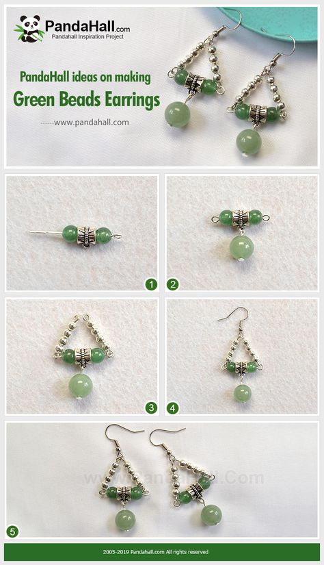 #PandaHall Ideas on Making Green Beads Earrings Diy Bead Earrings Ideas, Anting Manik, Silver Circle Earrings, Beaded Earrings Diy, Handmade Jewelry Earrings, Handmade Jewelry Tutorials, Earrings Inspiration, Homemade Jewelry, Diy Crafts Jewelry