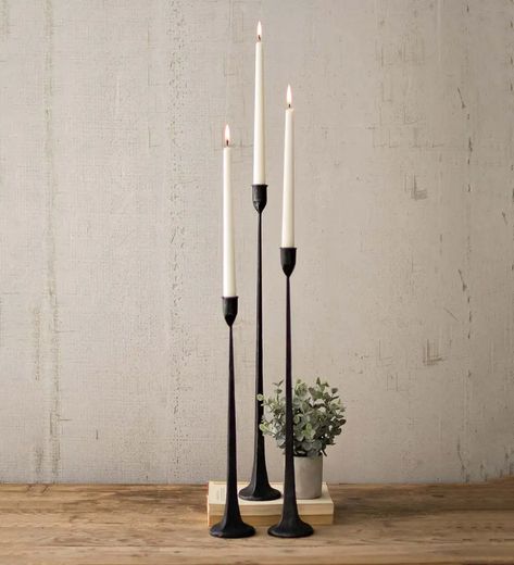 Black Candlesticks, Cast Iron Candle Holder, Cast Iron Set, Black Candle Holders, Iron Candle Holders, Dining Room Table Centerpieces, Iron Candlesticks, Iron Candle Holder, Taper Candle Holder