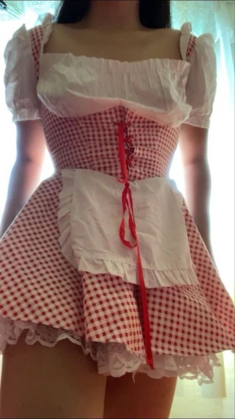 ꒰ #fashion ⋮ #style ⋮ #clothing ⋮ #outfits ꒱ Milkmaid Costume, Styling Overalls, Coquette Halloween, Milkmaid Dress, Alt Clothes, Clothing Outfits, Alternative Outfits, Gingham Dress, Cute Summer Outfits