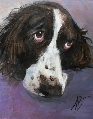 Daily Paintworks - "An English Springer " - Original Fine Art for Sale - © Annette Balesteri Springer Spaniel Painting, Black Springer Spaniel, Springer Dog, Draw Dogs, Dogs Drawing, Room Collage, Spaniel Art, Weird Vintage, Diy Pottery Painting