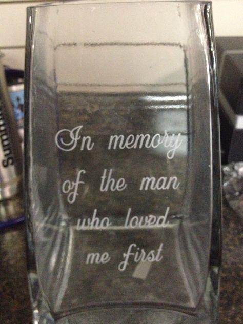 We engraved this for a bride who recently lost her dad- Bride Who Lost Her Father, Father Of The Bride Remembrance, Wedding Memorial Ideas Dad, Wedding Maids, Wedding Memory, Memorial Ideas, Dad In Heaven, Tiny Wedding, Cabo Wedding