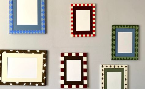 Studio Simone London | Hand-crafted Picture Frames Kids Art Wall, Trippy Decor, Flag Book, Painted Frames, Painted Picture Frames, Hand Painted Frames, Market Art, Polished Wood, Picture Frame Decor