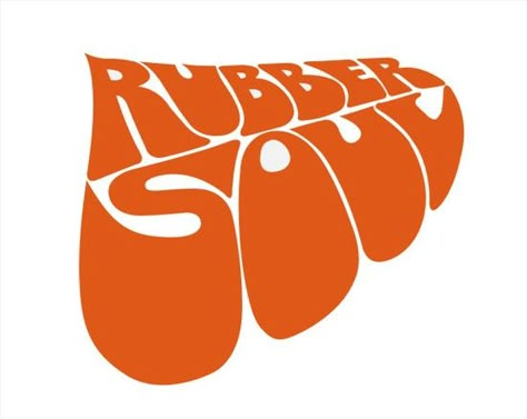 THE BEATLES Rubber Soul Font Logo Typeface Orange 70s Logos, 70s Typography, Rubber Soul Beatles, 70s Font, Letterpress Type, Rubber Soul, Logo Typo, Band Logos, Soul Music