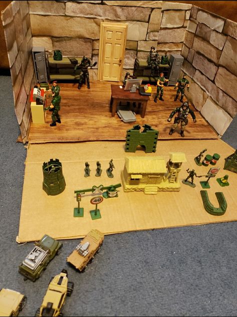 Wood Grain Contact Paper, Army Theme, Cardboard City, Military Bunkers, Play Fort, Kids Army, Child Activities, Green Army Men, Cardboard Diy