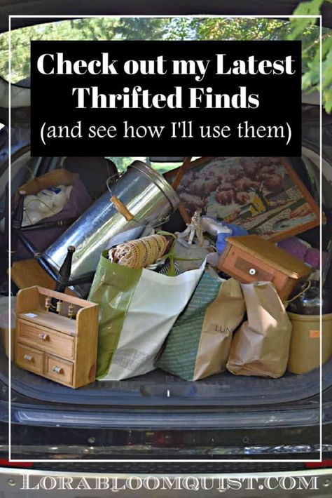 Love thrifting? See my latest haul of thrifted and vintage items and how I'm going to use them in my decor and crafting. Hoping it inspires you to thrift, too! Fall Decorated Bedroom, Thrifting Aesthetic, Thrifting Tips, Garden Organization, Flea Market Decorating, Flea Market Flip, Thrift Store Crafts, Vintage Stool, How To Make Lanterns