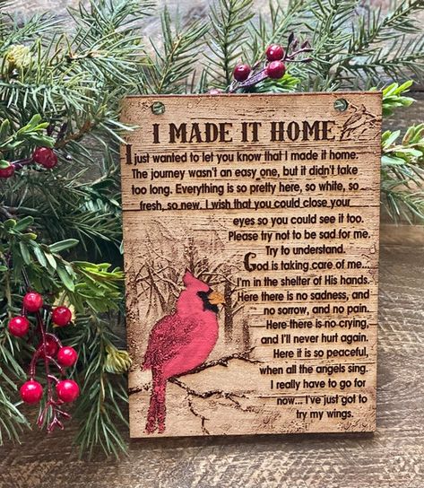 5 x 7 Wood Wall hanging engraved on Walnut. 1/4 inch thick. Thank you for visiting Crafted By U Savannah- When you shop small, you are supporting someone’s family and dreams! 5 x 7 Wood Wall hanging engraved on 1/4 inch thick wood *Note: this item is custom and engraved on wood. This sign is cut Gravesite Ideas, Bereavement Quotes, Memory Quotes, Cardinal Memorial, Memory Pillows, Memorial Plaque, Bereavement Gift, Remembrance Gifts, Memories Quotes