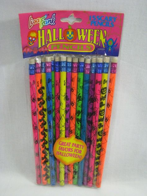 2000s Lisa Frank, Lisa Frank 2000s, 00s Halloween Aesthetic, 90s Halloween Decorations, 90’s Halloween, 90s Halloween Aesthetic, Halloween Pencils, 2000 Halloween, Lisa Frank Halloween