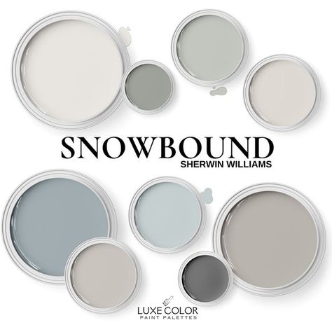 LuxeColor - Etsy UK Sw Snowbound Cabinets, Sw Silver Strand, Snowbound Sherwin Williams, Snowbound Paint, Sw Peppercorn, Sw Snowbound, French Country Paint Colors, Sherwin Williams Snowbound, Paint Easy