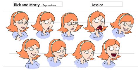 Caracter Designer Cartoon, Face Expression Chart, Jessica Rick And Morty, Expression Chart, Caracter Designer, Streetwear Cartoon, Lord Dominator, Rick And Morty Drawing, Rick I Morty