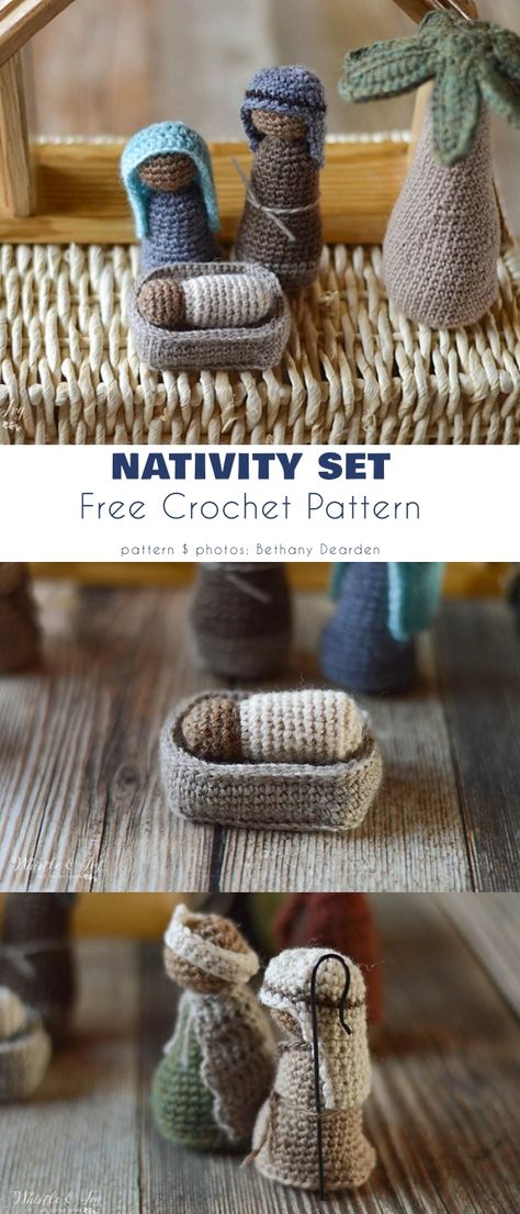 Nativity Set Free Crochet Patterns Crochet Nativity Set, Crochet Nativity, Diy Nativity, Christmas Nativity Set, Crochet Christmas Gifts, Crochet Xmas, Crochet Christmas Decorations, Nativity Crafts, Holiday Crochet