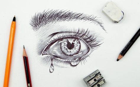 How to Draw Tears - Learn How to Make a Realistic Tear Drop Drawing How To Draw A Tear Drop, Tear Drop Drawings, Tear Drop Drawing, Drawing Tears, Drop Drawing, How To Draw Tears, Eye Pencil Drawing, Tears In Eyes, Watery Eyes