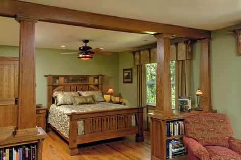 Craftsman Style Bedroom, Arts And Crafts Bedroom, Craftsman Bedroom, Mission Style Decorating, Craftsman Interior Design, Craftsman Interiors, Nice Bedroom, Craftsman Decor, Craftsman Interior