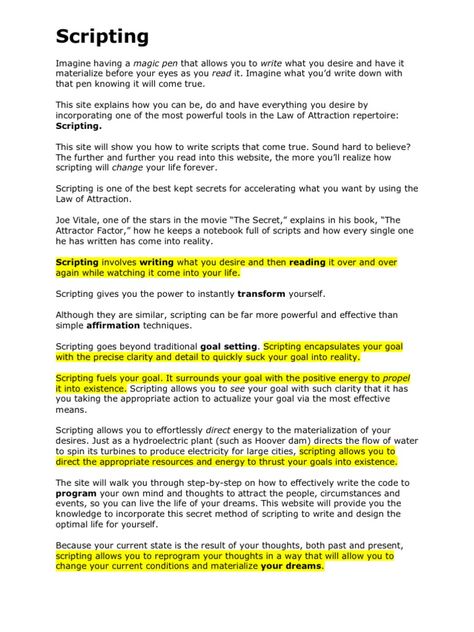 Scripting - Law of Attraction - Free download as Word Doc (.doc / .docx), PDF File (.pdf), Text File (.txt) or read online for free. How To Do Scripting Law Of Attraction, Scripting Prompts Law Of Attraction, Scripting Law Of Assumption, Scripting Ideas Law Of Attraction, Act As If Law Of Attraction, Scripting Examples Manifest, Scripting Template Manifesting, Manifestation Scripting Examples, Scripting Manifestation Journal Example