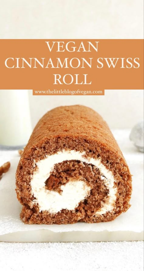 Cinnamon Swiss Roll, Vegan Swiss Roll Cake, Vegan Cake Roll, Vegan Roll Cake, Vegan Swiss Roll, Heavenly Rolls, Dairy Free Cream Cheese Frosting, Swiss Roll Recipe, Autumn Cake