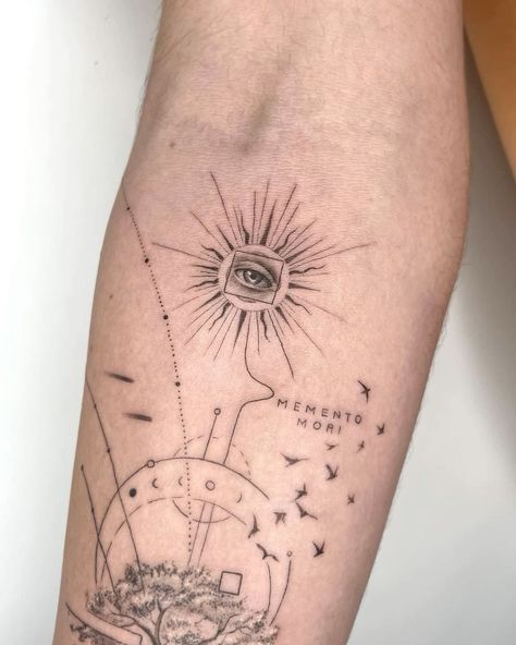 Sun With Eye Tattoo, Eye Tattoo Minimal, Eye Tattoo Fine Line, Fine Line Eye Tattoo, Eye Fine Line Tattoo, Eye Sun Tattoo, Sun Eye Tattoo, Geometric Fine Line Tattoo, Geometric Sun Tattoo