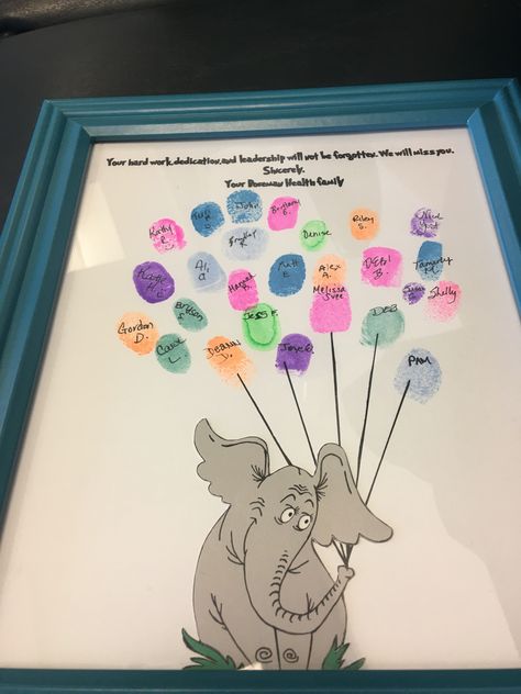 “We won’t forget you” goodbye finger print elephant Goodbye Cards For Kids, Fingerprint Balloons, Birthday Bullet Journal, Goodbye Cards, Class Art Projects, Fingerprint Art, Farewell Cards, Print Journal, Room Mom