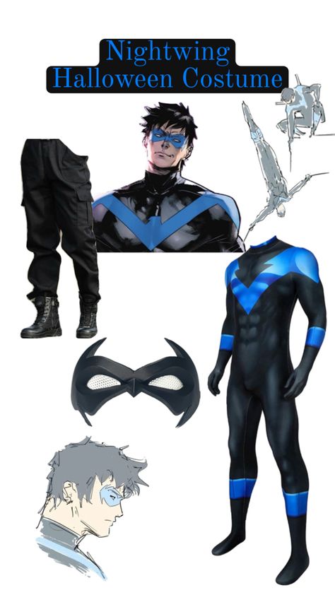 Night Wing Cosplay, Nightwing Halloween Costume, Nightwing Costume, Nightwing Costumes, Nightwing Cosplay, Wings Costume, Nightwing, Teen Titans, Costume Ideas