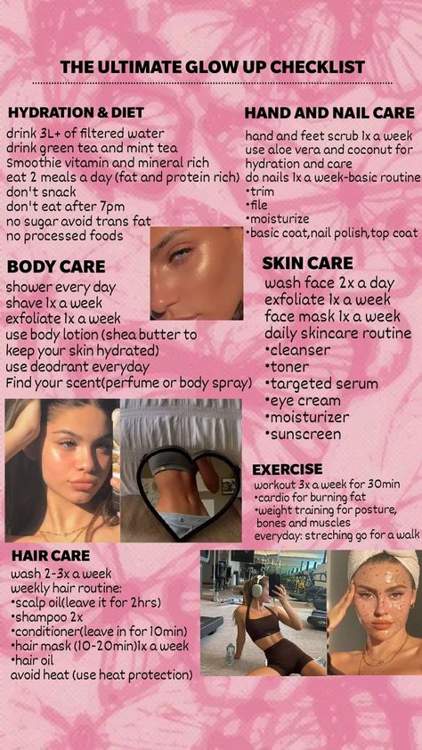 Glowup tips Glow Up Checklist, Beauty Routine Tips, The Glow Up, Shrink Pores, Self Confidence Tips, Confidence Tips, Body Care Routine, Summer Glow, Glow Up Tips