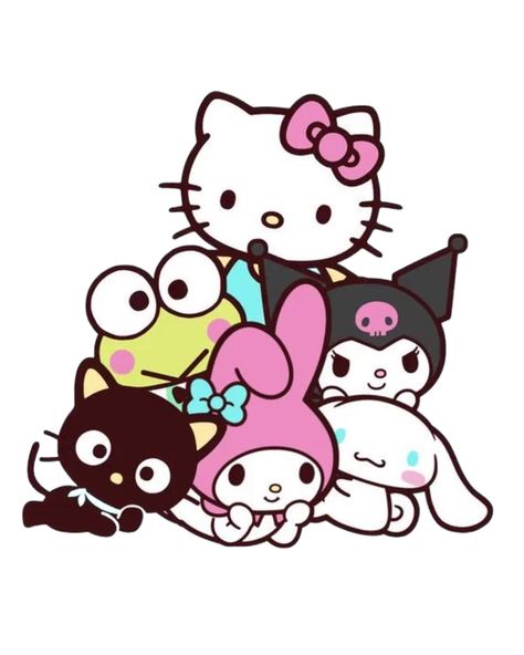 Hello Kitty And Her Friends, Hello Kitty Desenho, فن الرسم بالمسامير, Tapeta Z Hello Kitty, Images Hello Kitty, Karakter Sanrio, Group Hug, Walpaper Hello Kitty, Cute Easy Doodles