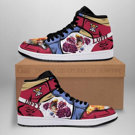 Luffy Gear 4, Shoes Anime, Jordan 13 Shoes, Jordan Ones, Gear 4, Anime Shoes, Shoes Sport, High Sneakers, Air Jordan Shoes