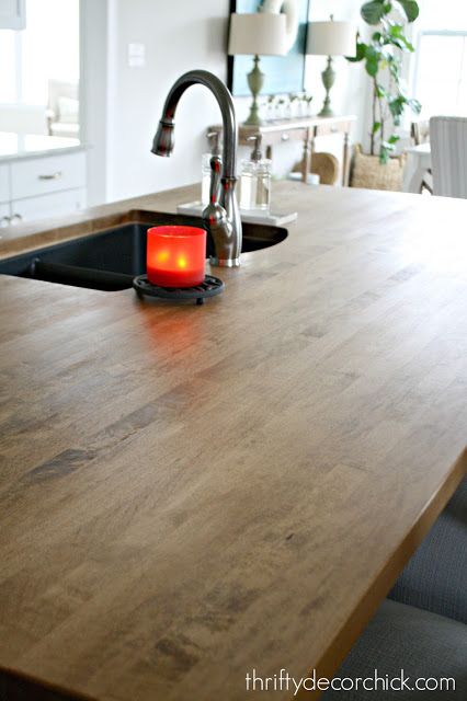 How To Finish Butcher Block Countertops, How To Seal Butcher Block Countertops, Butcher Block Countertops Kitchen, Walnut Kitchen Island, Sealing Wood, Wood Counters, Wood Kitchen Counters, Wood Countertops Kitchen, Wooden Countertops