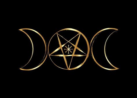 triple luna diosa wicca pentáculo símbolo, icono de brujería dorada Ancient Viking Art, Wicca Pentacle, Triple Goddess Symbol, Wiccan Goddess, Goddess Symbol, Goddess Symbols, Triple Moon Goddess, Doodle Tattoo, Ancient Vikings