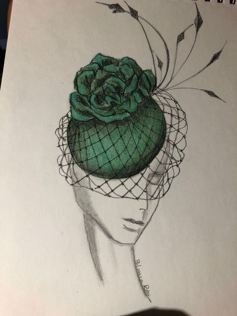 Hat Design Sketch, Hat Illustration Fashion Sketches, Hat Designs Drawings, Headgear Sketches, Hat Sketches Design, Hat Design Drawing, How To Draw A Hat, Hats Sketch, Headgear Illustration