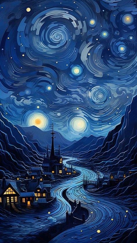 Stary Nights Theme, Cuteee Wallpaper, Space Art Gallery, Starry Night Art, We Bare Bears Wallpapers, Night Sky Painting, Iphone Wallpaper Landscape, Abstract Art Wallpaper, Pop Art Wallpaper