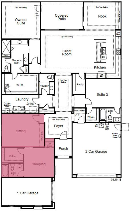 Shire Plan with Guest Suite option by Taylor Morrison - Multigenerational Homes Multiple Master Suites Home Plans, Floor Plans With Two Master Suites, 3 Master Suite House Plans, House With Attached Guest House, Inlaw Suite Plans, Dual Master Suite House Plans, Very Small House, Taylor Morrison Homes, Inlaw Suite